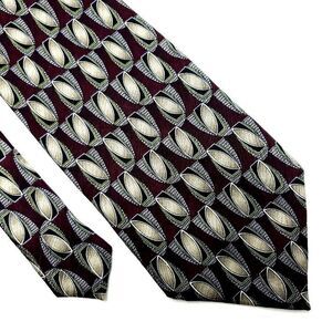 Louis Roth Silk‎ Tie Brown Print Wide Geometric